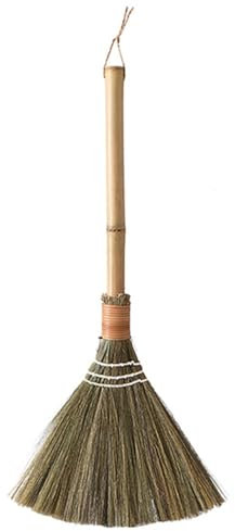 Escoba doméstica para el hogar - Escoba batidora clásica vertical de paja natural