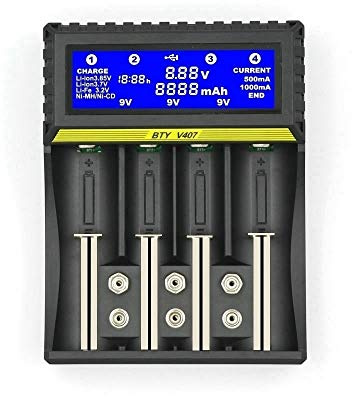 Battery r HUIOP Chargeur de batterie multifonction 18650 Batterie lithium-ion nickel-hydrure métallique Nickel Cadmium AA AAA 9 V Chargeur de batterie Chargeur intelligent avec écran LCD