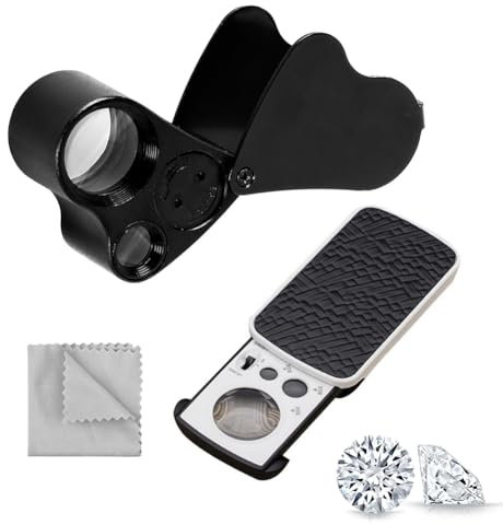 CEWROM Juwelier Lupe - Juwelier Lupe LED Metall 30X 60X 90X Vergrößerung, Faltbare Lupe mit LED, Taschenlupe Geeignet für Kunsthandwerk, Schmuck, Karten, Stempel, Text, Antiquitäten