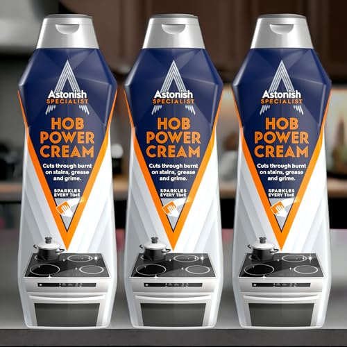 3 x 500ml Astonish Specialist Hob Cream, Cuts through burnt-on stains, grease and grime(Total 1500ml)