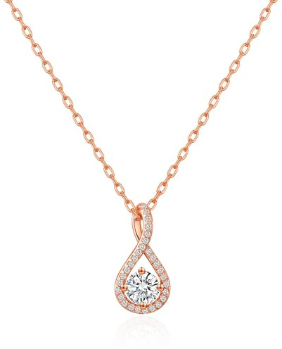 Philip Jones Rose Gold Plated Solitaire Twist Necklace Created with Zircondia® Crystals
