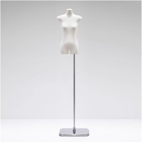 ZBJDX Weibliche Schaufensterpuppe Torso, Höhenverstellbar Damenmodell, Schaufensterpuppe Mit Flacher Brust Ausstellungsständer Für Bekleidungsgeschäfte,Silber
