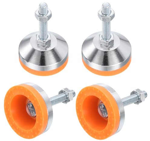 QUARKZMAN 4 Pacco Piedini Regolabili Pesanti, Base da 60mm/2.36 Dia M10 x 50mm Filettatura Antiscivolo Ammortizzante Livellatori per Mobili per Bancone da Lavoro, Macchina, Armadio