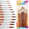 Giantree Juego básico de 12 pinceles redondos de nailon, pinceles profesionales de nailon, pincel de artista de mango largo para acuarela, tinta acrílica gouache y pintura de témpera (puntiaguda)