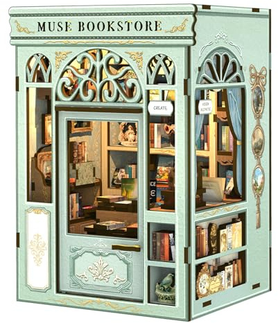 CUTEBEE Book Nook Kit - Miniatur Haus Selber Bauen, DIY Puppenhaus für Erwachsene und Bücherliebhaber, Bücherregal Deko (Muse Bookstore)