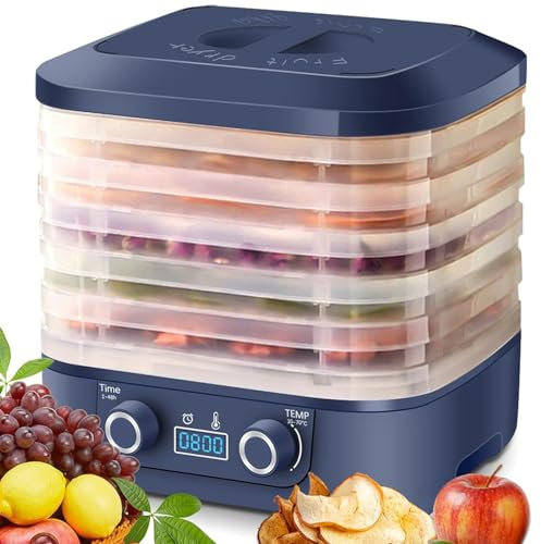 Deshidratador Eléctrico de Alimentos – Secadora de Frutas y Carnes con 5 Bandejas, Temperatura y Temporizador Ajustables, Máquina de Secado con Bandejas Desmontables para Verduras Beef Jerky y Snacks