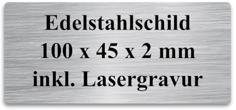 WIENS3D Klingelschild Edelstahl mit Gravur | Namensschild - Türschild - Gartenschild personalisiert für Briefkasten | Büroschild - Grabschild - Bankschild - Stallbox - Hundehütte | (100x45x2 mm)