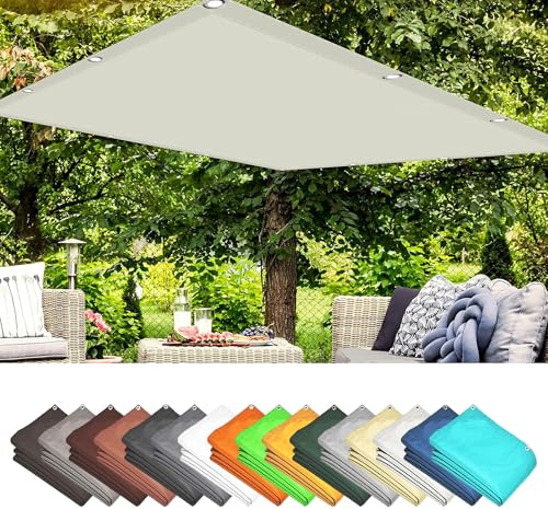 Filet d'ombrage Bache pour Pergola 3 x 5 m UV Protection Dombrage Couverture Extérieure avec Le Kit de Fixation pour Patio Terrasse Extérieur Sable, Blanc cassé