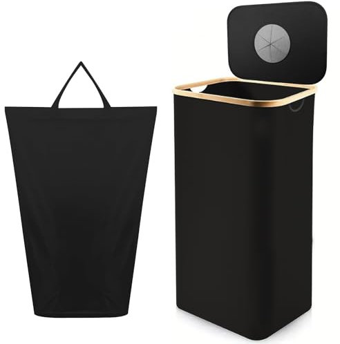 Comfen Poubelle de Recyclage,100L Poubelle tri Selectif Rangement de Bouteilles Consignées Collecteur de Bouteilles, pour Plastique, Bouteilles Verre, Sac Transport Détachable