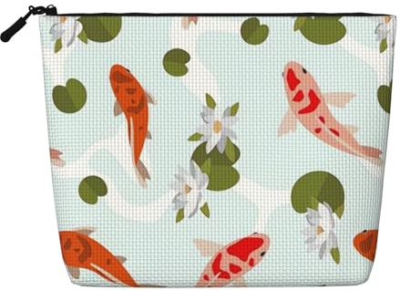 Bolsa de Maquillaje Carp, Gran Capacidad, para Mujer, Impermeable, de una Sola Capa, de cáñamo sintético, portátil, con Cremallera, Organizador de cosméticos.