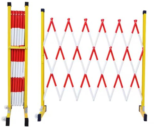 Retractable Expandable Barricade Fence - 1.2m x 5m Parking Barriers with Casters Outdoor Security Driveway Gate for Traffic Control & Construction Areas