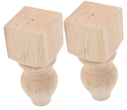 HOMSFOU 2 Stück Massivholz Möbelfüße Eckig Design Stabiles Holz Möbelfuß Ersatz für Sofa Tisch Schrank Kommode DIY Möbelbeine Robust und Vielseitig Verwendbar