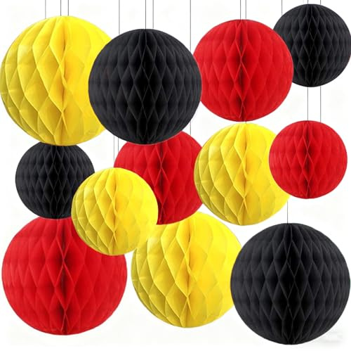 Capesaro 12pcs Rot Schwarz Gelb hängende Honeycomb Mickey Geburtstagsfeier Dekorationen für Kinder (6 8 10 Blau Orange Set)