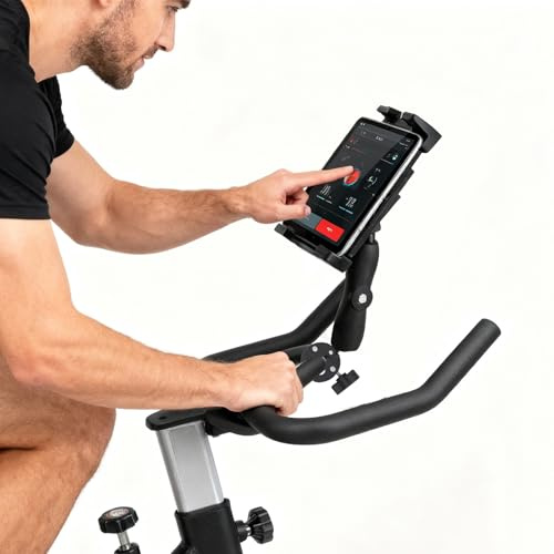 Tablet Halterung für Heimtrainer & Laufband – 360° Drehbarer Tablet Halter für Peloton Bike, iPad und Tablets 4–13,5 Zoll, Zwift Zubehör, Universaler Halter für Fahrrad, Ellipsentrainer & Laufband