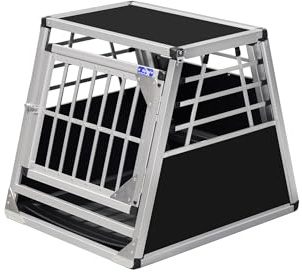 Alpuna Transportbox N20 – Aluminium Hundebox 72×60×62 cm – Auto Hundebox mit Notausstieg, sicherer Hundetransport im Kofferraum mit Stoßstangenschutz