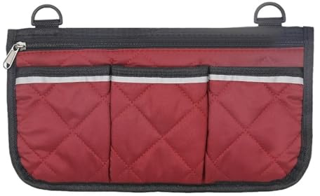 Rollstuhltasche, Gehhilfepaket, Mehrfarbige Aufbewahrungstasche for Rollstühle und Elektromobile mit Reflektorstreifen(Rosso)