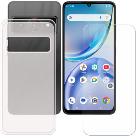 BMPNLSZ Funda para ZTE Optus X Value 5G Screen Protector, Translúcido Suave Silicona TPU Canica Carcasa Caso Case + Cristal Templado Film Vidrio (6,75)