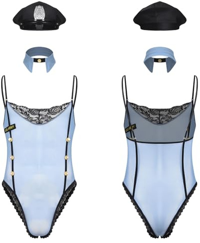 Aiihoo Crossdresser Sissy underkläder bodysuits ouvert body med tillbehör uniform cosplay outfit underkläder nattkläder temafest