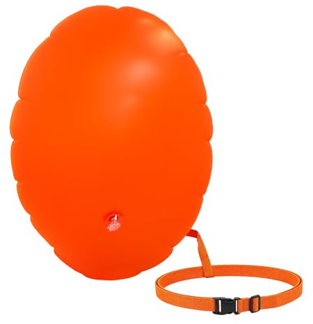 Boya de Natación, Boya de Seguridad Ultraligera con Cinturón Ajustable, para Nadador, Triatleta, Kayakista, Buceador y Entrenamiento de Natación Segura (Naranja Fluorescente)