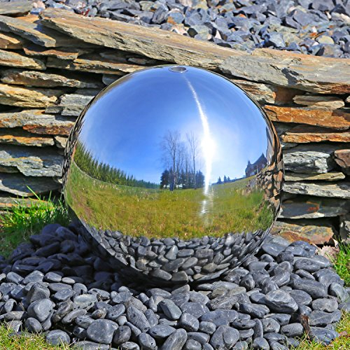 CLGarden Große rostfreie Edelstahlkugel für Gartenbrunnen aufwendig poliert mit Durchmesser 48cm für Springbrunnen Garten Außenbereich Zierbrunnen