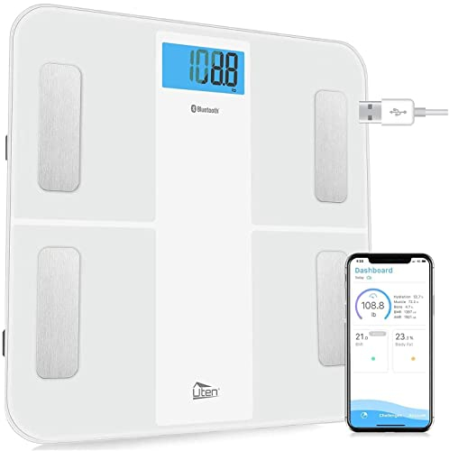Digital Personenwaage Körperfettwaage Uten Bluetooth Körperwaage Digitale Körperanalysewaage mit APP Körperanalysegerät Waage 180kg 400lb