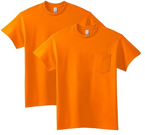 Gildan Adult Ultra Cotton T-Shirt with Pocket, Style G2300, 2-Pack, Safety Orange, 2X-Large