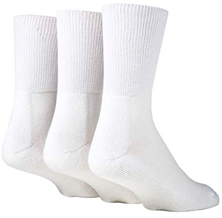 IOMI Footnurse - 3 Pack Unisex Extra Wide Bamboo Diabetic Socks | 4 Sizes | For Swollen Feet & Legs | Smooth Toe Seam | Cushioned Foot (6-8.5 UK, White)