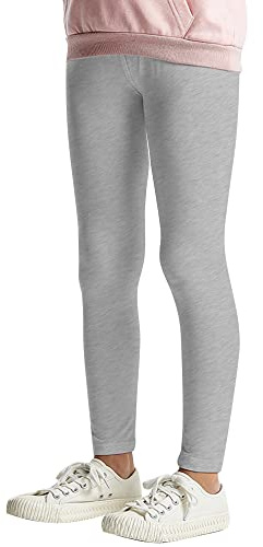L&K-II barnleggings basic uni färg flicka dansbyxor baby leggings fitnessbyxor bomull 2708, 1-pack grå, 122