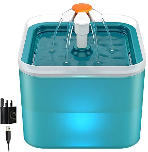 NICREW Cat Water Fountain for Drinking, 2L Ultra Silent Cat Fountain, Green | 3 Drinking Modes, Attracts Pets to Drink More, 4-Stage Filtration, Visible Water Level, USB with UK Plug