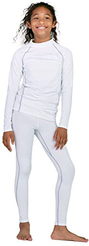 LAPASA Sport Thermounterwäsche Set für Mädchen, atmungsaktive Thermounterhemd und Thermo Leggings, Funktionsunterwäsche Sets für Kinder 4-13 Jahre (Thermoflux G18), Weiß. 11-12 Jahre