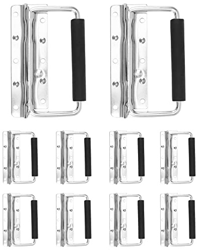 QWORK Heavy-Duty Spring Loaded Pull Handles with PVC Grip for Tool Boxes and Cases - 10-Pack Surface Mounted Design, 110lbs Load Bearing per Unit