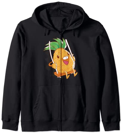 Ananas sur une balançoire Fruit de dessin animé Sweat à Capuche