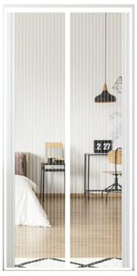 FIOVIP Porta magnetica per zanzariera, 70x145cm Tenda, chiusura automatica, facile installazione senza fori, zanzariere magnetiche per ingresso/balcone, ecc. (poliestere, Bianco)