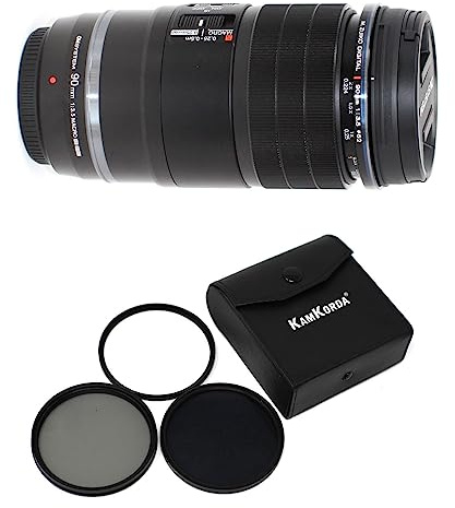 KamKorda 62mm Filter Kit + Olympus OM System ED 90mm f/3.5 Macro IS PRO, Micro Four Thirds System, Aperture Range: f/3.5 to f/22 + 2 Year Warranty