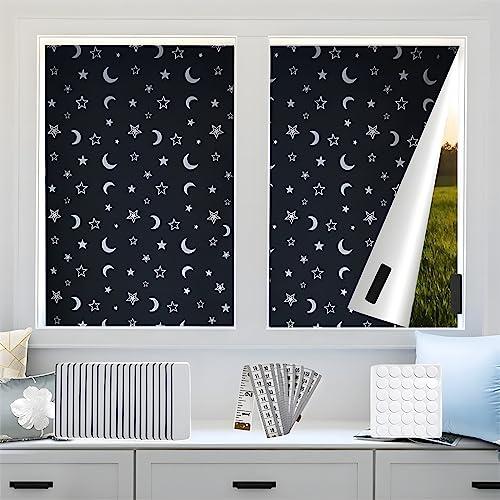 wordmouk Blackout Blind Stick On 300×145cm Temporary Blackout Blinds Black Out Curtains Fit Any Window Film Privacy for Nursery Bedroom Travel