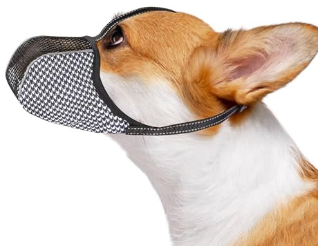 JOYPAWS Hundnos för små hundar anti-bitande tuggning skällande mjukt luftnät munskydd reflekterande justerbar heltäckande hund munskydd för grooming rensning svart S