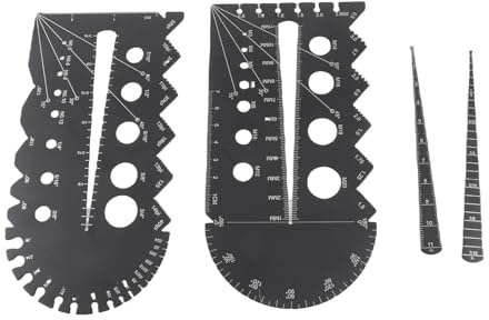 2 Sets Metric Imperial Thread Pitch Gauge Multi Tool with Detachable Taper Guides Black Aluminium Alloy for Measuring Nuts Bolts Screws Fasteners