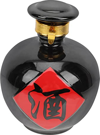 Ciieeo Black Ceramic Wine Jar Airtight Sealed Bottle for Desktop and Home Use, Practical and Decorative Vintage Style Wine Container with Locking Lid