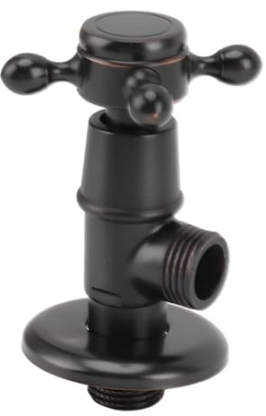 Winkel-Absperrventil aus massivem Messing, Retro-verdicktes Kalt-Heiß-Dreiecksventil, explosionsgeschütztes Wasser-Absperrventil für Garten-Wäscherei-Toilette (Black)