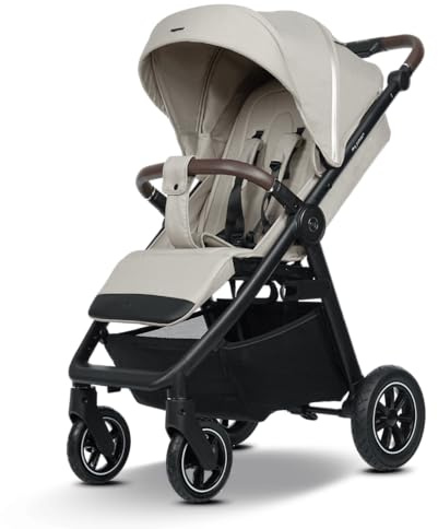my junior® PLIA² AIR | großer Komfortbuggy mit Luftreifen, Einhand-Faltmechanismus, einstellbare Federung, XXL-Einkaufskorb & -Verdeck, Belüftung, inkl. Getränkehalter + Tragegurt (Desert Bloom)