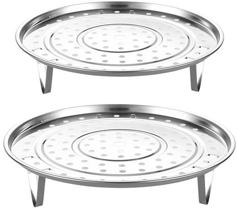 2pc Stainless Steel Steam Rack Set, Round Steaming Stand with Removable Legs, Steaming Rack Stand Steamer Basket Tray for Home Kitchen Cooking Pressure-Cooker Accessories (20cm, 22cm)