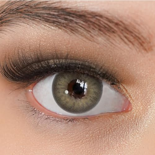 Kontaktlinsen farbig ohne Stärke braun | farbige braune Jahreslinsen | weiche Linsen | 2 Stück Farblinsen + Linsenbehälter | 0.0 Dioptrien | natürliche Farben | Charmiga Dawn Brown