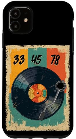 Tourne-disque vinyle rétro 33 45 78 tr/min pour amateur de DJ Coque pour iPhone 11
