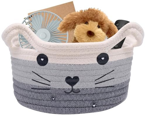 inheming Aufbewahrungskorb Baumwollseil Geflochten, Aufbewahrungskorb Kinder aus Baumwolle,Geflochtener Korb ,Klein Korb aus Baumwollseil für Handtücher, Decken, Spielzeug