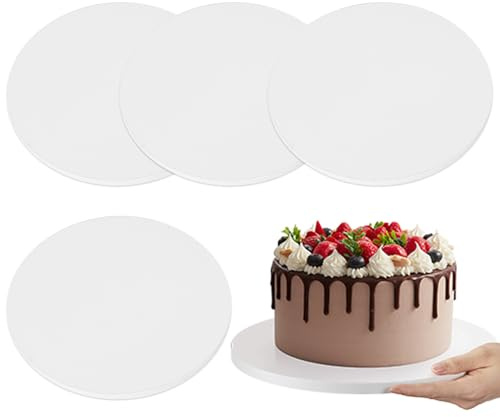 Rixotix 5 Pcs Round Cake Board, 12inch 30 cm White Cake Board, 12mm Thick Cake Drum Board, Reusable Cake Boards for Cakes, Pies, Pizza, Bread, Weddings, Birthdays