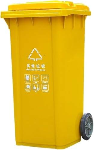 HBSSP Contenedor Basura Exteriores con Ruedas Silenciosas Y Tapa,Resistente Comercial for Porche, Patio, Terraza, 6 Colores(Yellow,240L)