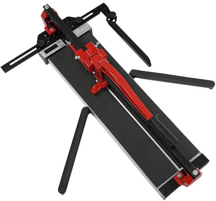 Tagliapiastrelle manuale, lunghezza totale di taglio 120/100/80/60 cm, spessore di taglio: 4-15 mm, ruota di taglio in lega, posizionamento preciso (rosso, 60 cm)