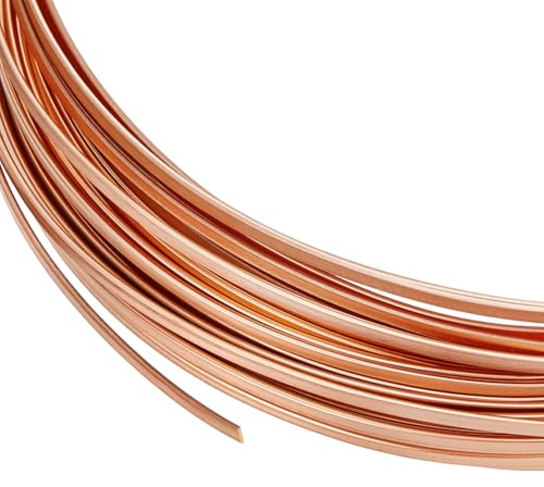 BENECREAT Filo di Rame Puro Piatto Da 6m, Filo per Castone Piatto Largo 1mm,Filo per Gioielli Resistente All'Ossidazione per La Creazione di Gioielli Fai Da Te