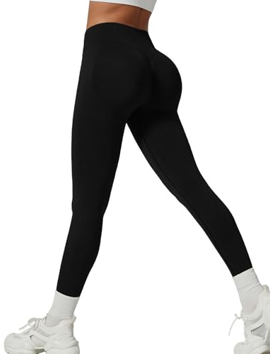 XDSP Legging Sport Femme Taille Haute Pantalon de Yoga sans Couture Elastique Butt Lift Anti Cellulite Push up Contrôle Ventre Opaque Doux Respirant Fitness Pantalon Gym Running Exercice Entraînement