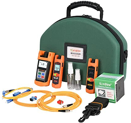 Optical Fiber FTTH Loss Tester Kit Komshine KLT-12E Fiber Toolkit with Optic Power Meter KPM-11 OPM+Optical Light Source SM 1310/1550nm OLS+Visual Fault Locator VFL +Jump Cable 1m